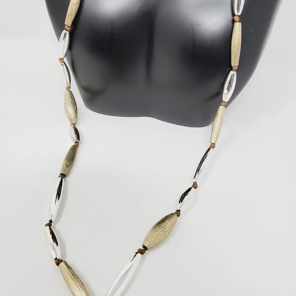 Chico's Two Tone Silver and Gold Tone Oval Necklace - Picture 4 of 8